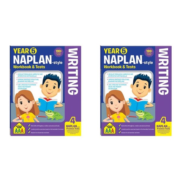 2x School Zone Year 5 Naplan*-style Writing Workbook & Tests Kids Book 10y+