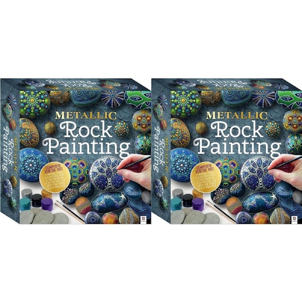2x Craft Maker Metallic Rock Painting Box Set Craft Activity Kit Hobby Project