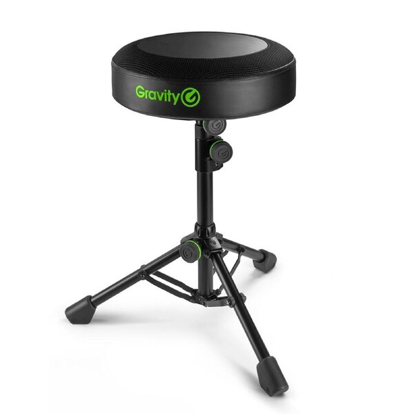 Gravity FDSEAT1 Adjustable 80cm Round Foldable Musicians Stool Chair Seat Black
