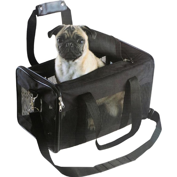 Pro Pet Care 48cm Adjustable Nylon Mesh Dog Carrier Storage Bag w/ Handle Black