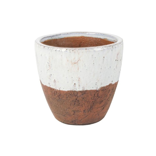 Maine & Crawford Zafer 18cm Terracotta Plant Pot Flower Planter Natural/White