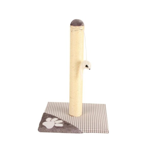 Pro Pet Care 28cm Cat Scratching Post Stand Scratcher w/Fun Plush Toy Grey/Beige