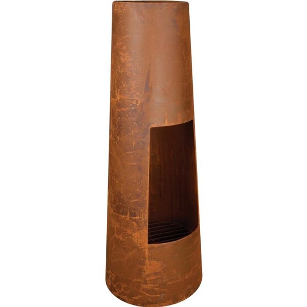 Wildtrak Rustic Round 100cm Steel Fire Pit Tardis Outdoor Garden Fireplace Brown