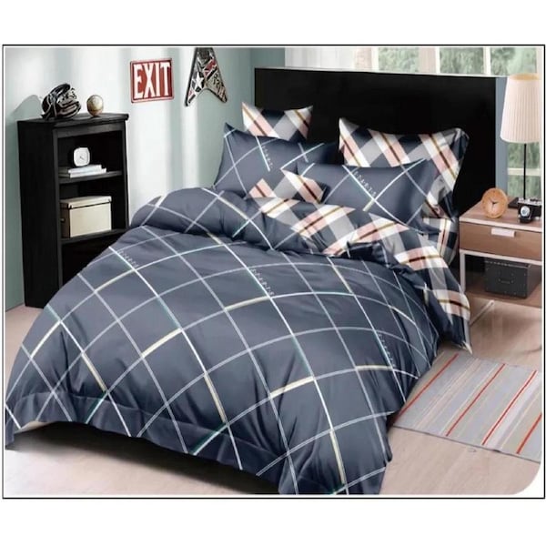 Diagonal Grid Quilt Doona Duvet Cover Pillow Case Set Single, 1 Pillow Case