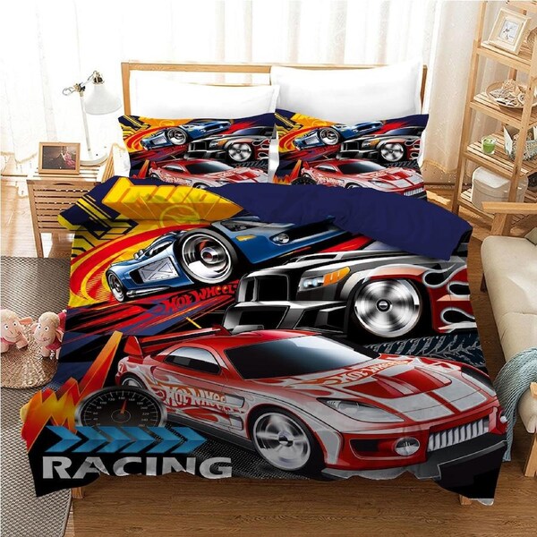 Toy Race Cars Quilt Doona Duvet Cover Pillow Case Set Single, 1 Pillow Case