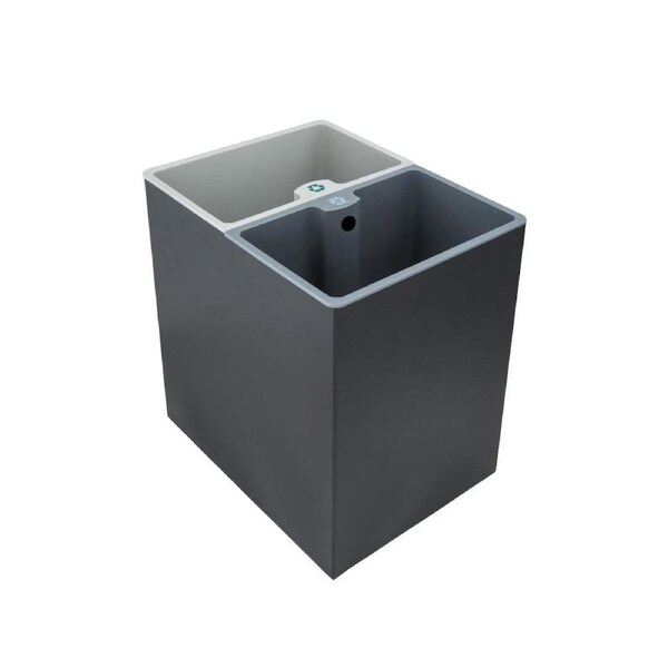 Dolphy 14L Dual Compartment (7L + 7L) Rectangle Room Dustbin - Metal & ABS Waste Bin with Two Containers - Black