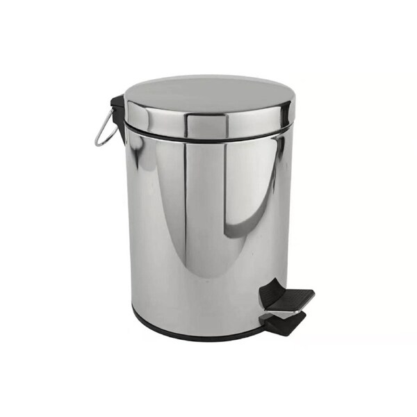 Dolphy 3L Stainless Steel Round Pedal Bin - Compact Foot Pedal Trash Can for Bathroom, Office, Hotel & Washroom - Silver Finish