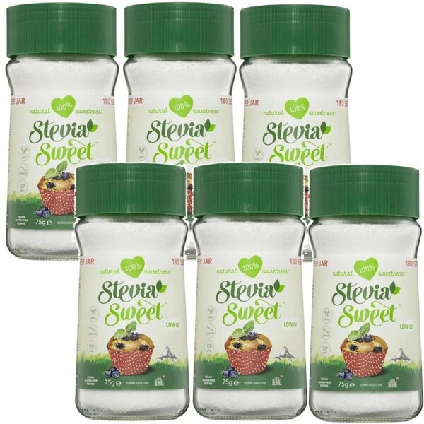 Stevia Sweet Granulated Sweetener Jars 75g Box of 6