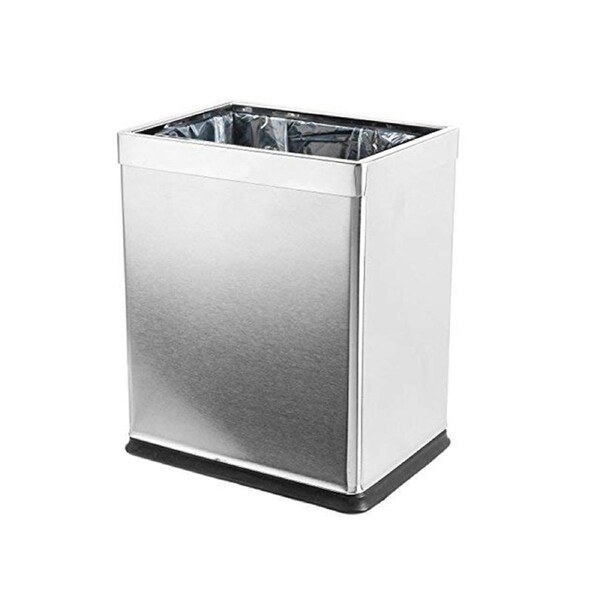 Dolphy 10L Stainless Steel Open Top Indoor Trash Can - Silver Waste Bin for Bathroom, Kitchen, Office & Commercial Use