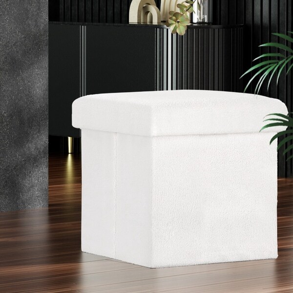 Artiss Ottoman Storage Foot Stool Vanity Square Teddy