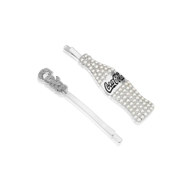 Couture Kingdom - Coca Cola - Coke and Contour Bottle Hair Pin Set White Gold