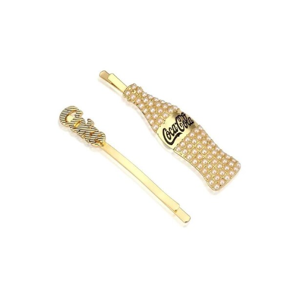 Couture Kingdom - Coca Cola - Coke and Contour Bottle Hair Pin Set Yellow Gold
