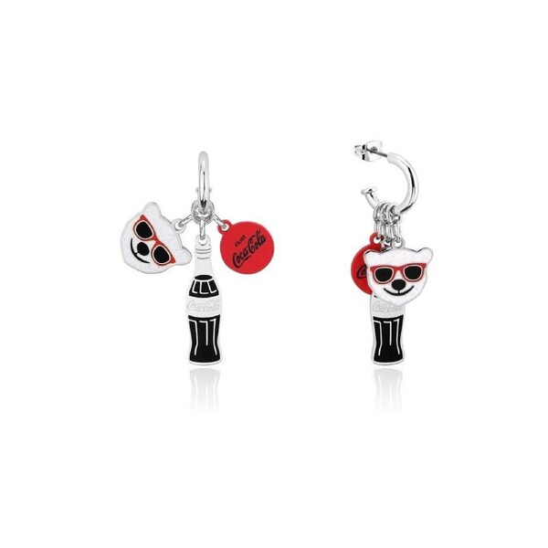 Couture Kingdom - Coca Cola - Polar Bear Trio Charm Hoop Earrings White Gold