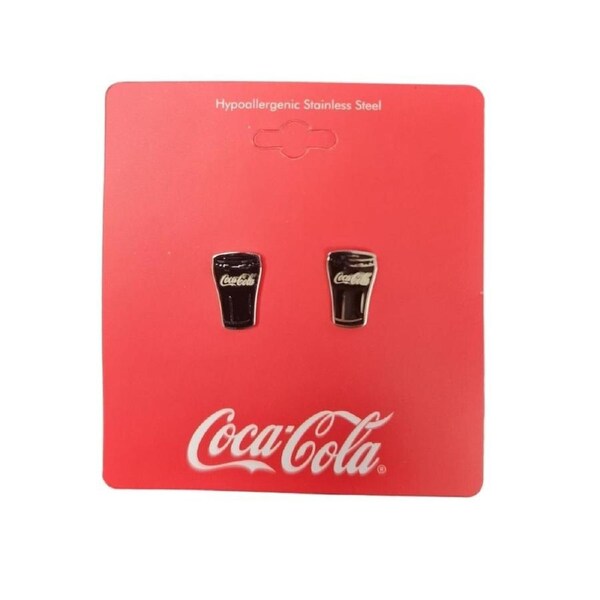 Couture Kingdom - Coca Cola - Coke Glass Stud Earrings White Gold