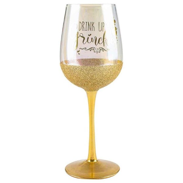 Drink Up Grinches Festive Seasonal Wine Glass 430ml Drinking Cup Novelty Print