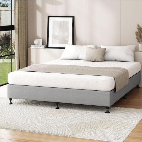 203x183 Oikiture Bed Frame King Size Bed Base Platform Grey