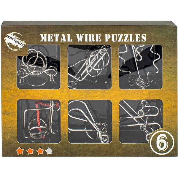 6pc Metal 3mm Novelty Critical Thinking All Ages Interactive Kids Puzzles 3y+