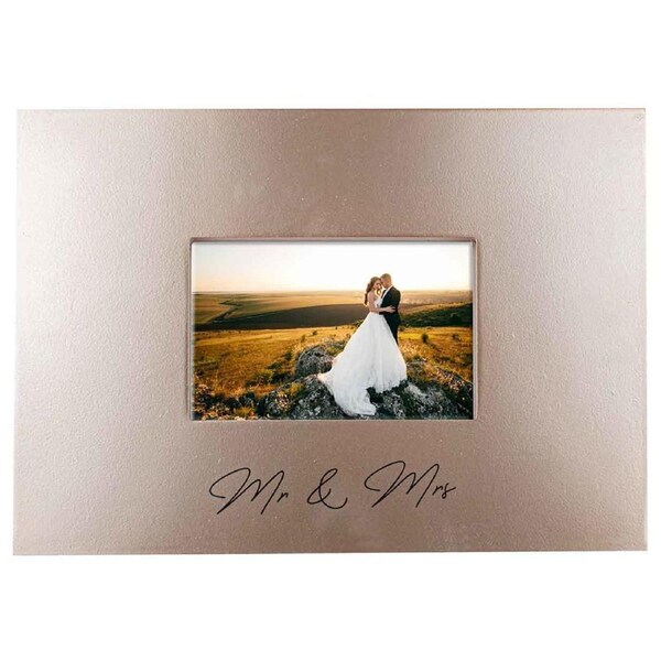 Mr & Mrs Signature Photo Frame With Marker Rose Gold Novelty/Keepsake Display