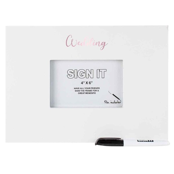 Wedding Signature Photo Frame With Marker Gold Foil Novelty/Keepsake Display