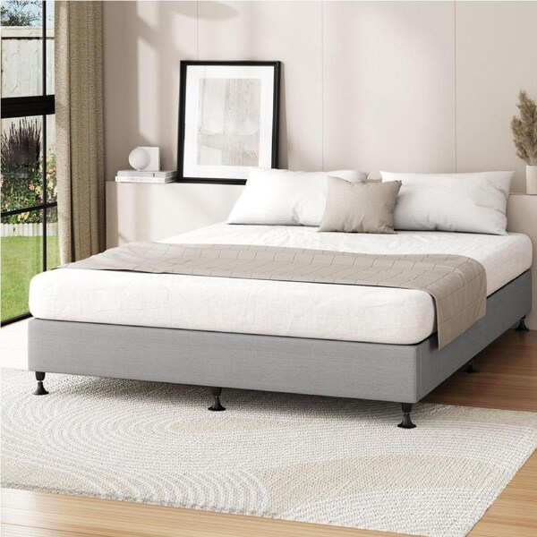 203x153 Oikiture Bed Frame Queen Size Bed Base Platform Grey