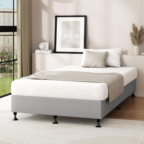 190x92 Oikiture Bed Frame Single Size Bed Base Platform Grey