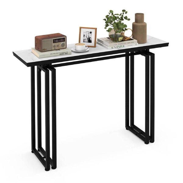 Giantex Modern Console Table Hallway Table Entryway Display Table w/Adjustable Footpads, Black