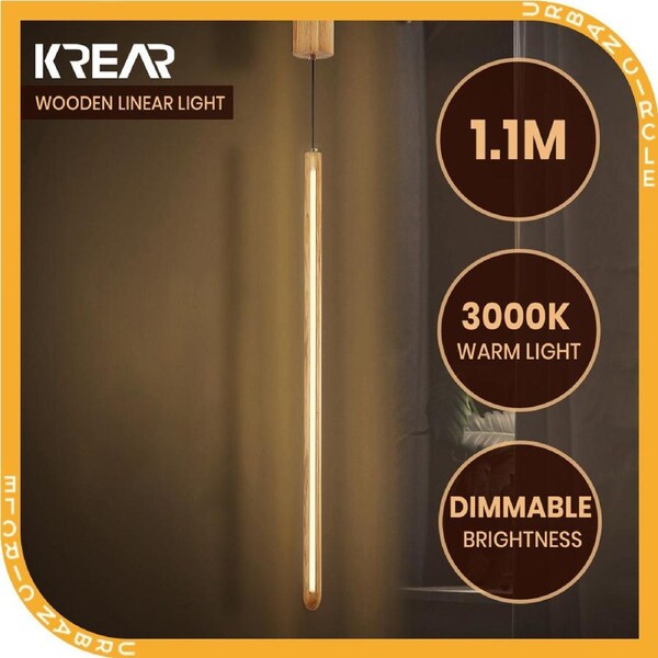 Krear 110cm Linear Pendant Light Ashwood Led Kitchen Benchtop Drop Lights