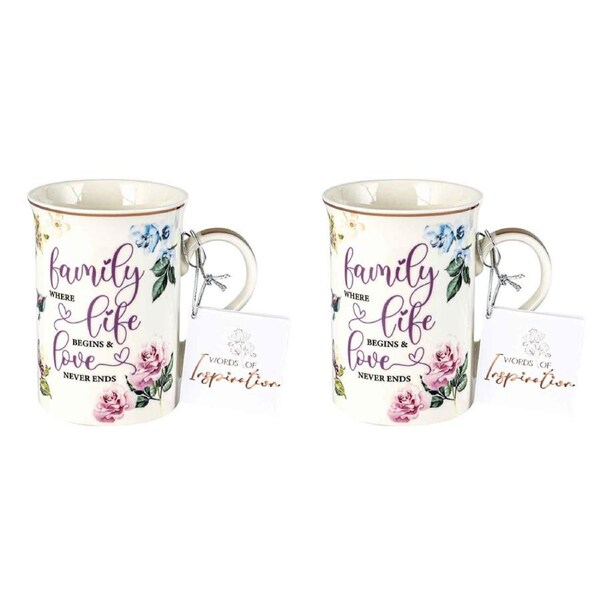 2PK Family Inspiration Print Coffee Mug 360ml New Bone China Novelty Cup