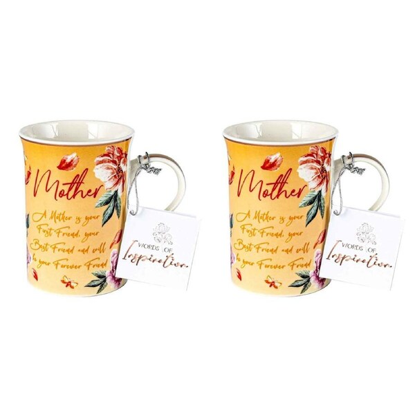 2PK Mother Inspiration Print Coffee Mug 360ml New Bone China Novelty Drink Cup