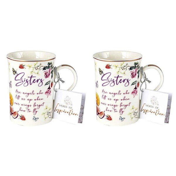2PK Sister Inspiration Print Coffee Mug 360ml New Bone China Novelty Drink Cup