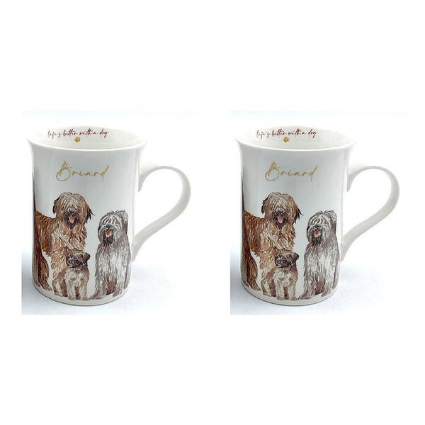2PK Muddy Paws Briard Coffee Mug 360ml New Bone China Novelty/Keepsake Serveware