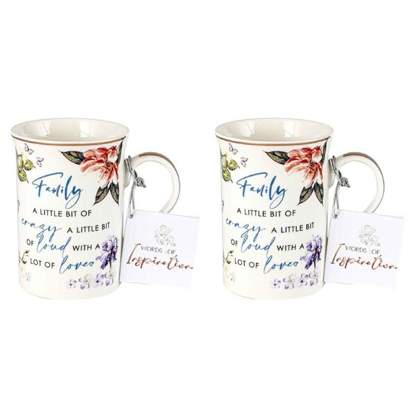 2PK Family Inspiration Print Coffee Mug 360ml New Bone China Novelty Drink Cup