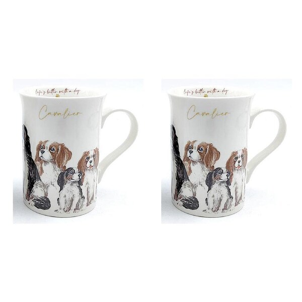 2PK Muddy Paws Cavalier Coffee Mug 360ml New Bone China Drinking Cup Serveware