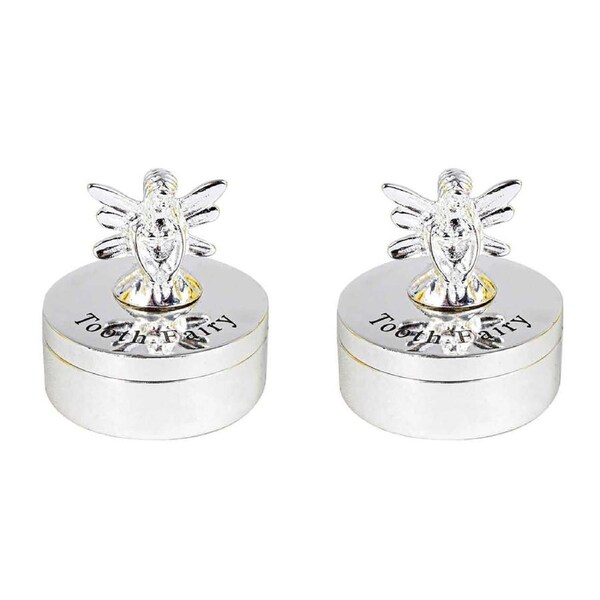 2PK Silver Plate Tooth Novelty Baby Home/Nursery Decorative Keepsake BoPK Gift