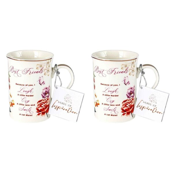 2PK Best Friends Inspiration Mug 360ml New Bone China Novelty Coffee Cup