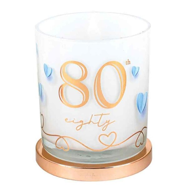 80th Candle Vanilla Scented Smell 45hr Burn Time 9 x 8cm Keepsake Gift Set