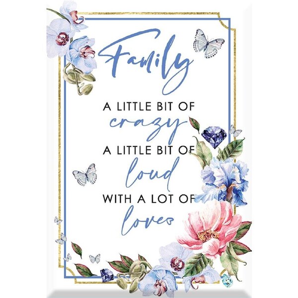 Glass Plaque Display Home Decor Sign Family 13 x 9cm Novelty Celebration Gift