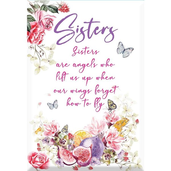 Glass Plaque Sisters Home Decor Sign 13 x 9cm Novelty Celebration Gift