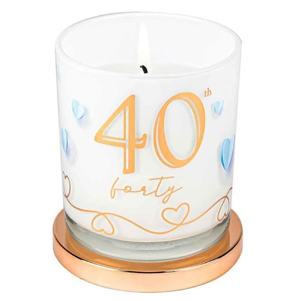 40th Candle Vanilla scented Smell 45hr Burn Time 9 x 8cm Keepsake Gift Set