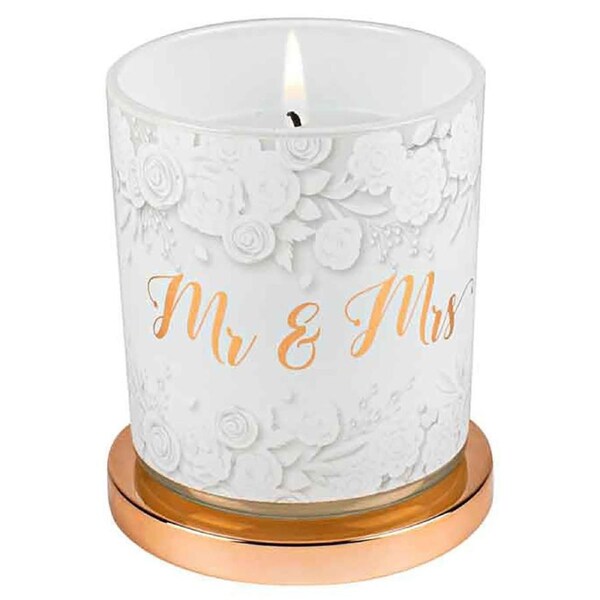 Mr & Mrs Candle Vanilla Scented Smell 45hr Burn Time 9 x 8cm Keepsake Gift Set