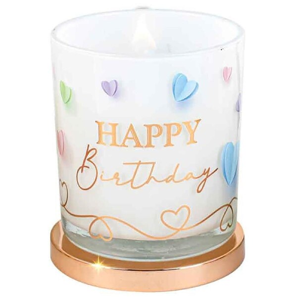 Happy Birthday Candle Vanilla Scented 45hr Burn Time 9 x 8cm Keepsake Gift Set