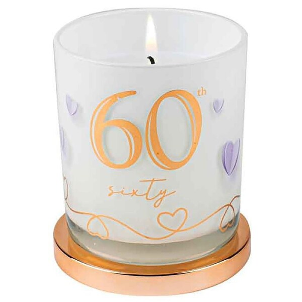 60th Candle Vanilla Scented Smell 45hr Burn Time 9 x 8cm Keepsake Gift Set