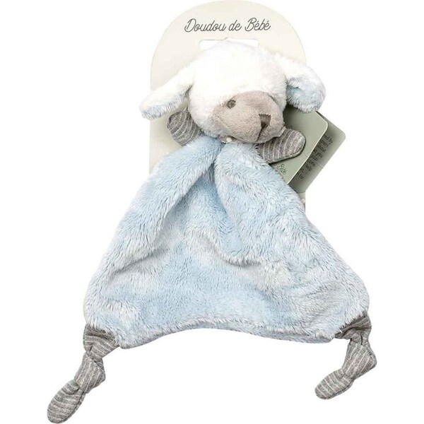 Blue Plush Sheep Doudou Comforter 20cm Cuddly Soft Toy For Babies Nursery Decor