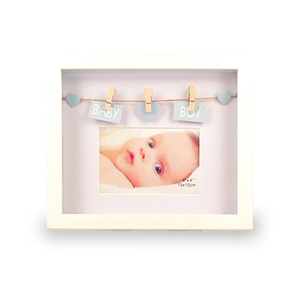 Baby Boy With Pegs Photo wooden Frame 6x4" Novelty Home / Nursery Baby Decor
