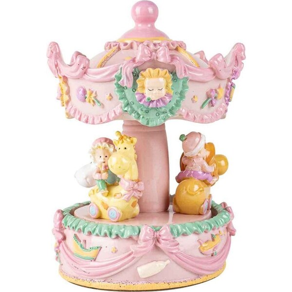 Carousel Canopy Multicoloured Styled Pink 16cm Baby Bedroom Nursery Decor