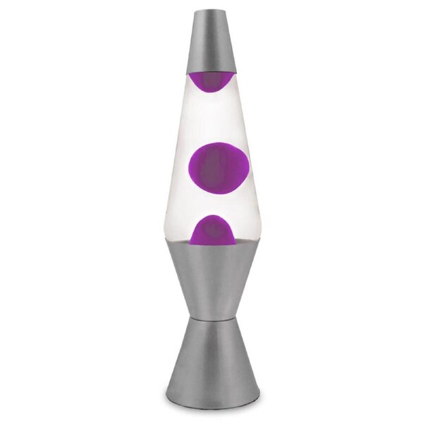 Pink/Purple coloured Wax Liquid Light Lamp Moody Room decor Silver Retro 37cm
