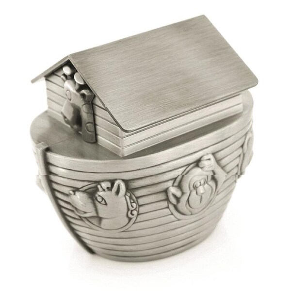 Pewter Plated The Bible Noah's Ark Money Bank 10cm Religious Home Decor Set