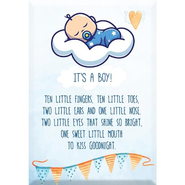 Glass Plaque Newborn Baby Its A Boy 13 x 9cm Novelty Celebration Gift Display
