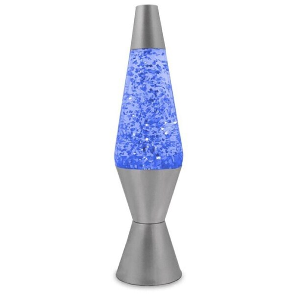 Blue/Blue coloured Glitter Lamp Silver Retro Moody Room decor 37cm Novelty