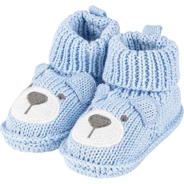 Blue Knit Bear Booties Newborn Cuddly Soft Baby/Infant Dress-Up